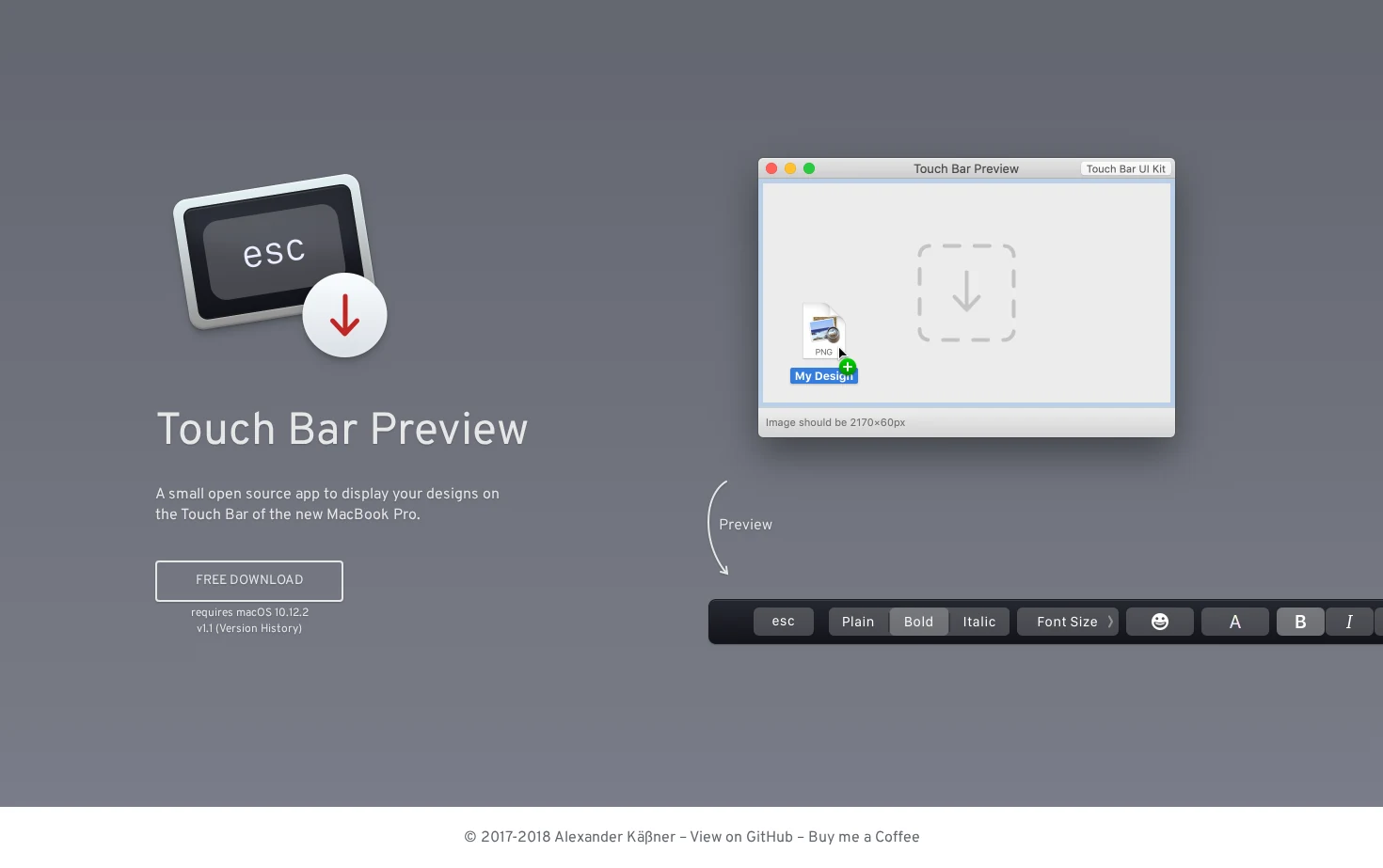 Touch Bar Preview for macOS 页面快照
